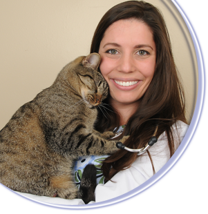 Photo of  vet Dr. Shelby Pressler with her cat